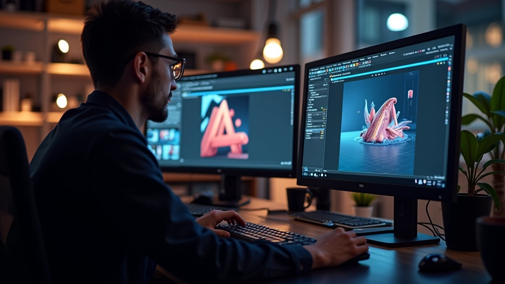 Studio di design 3D con workstation professionali e software Cinema 4D