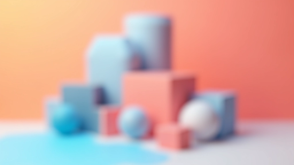Forme geometriche 3D colorate su sfondo blu