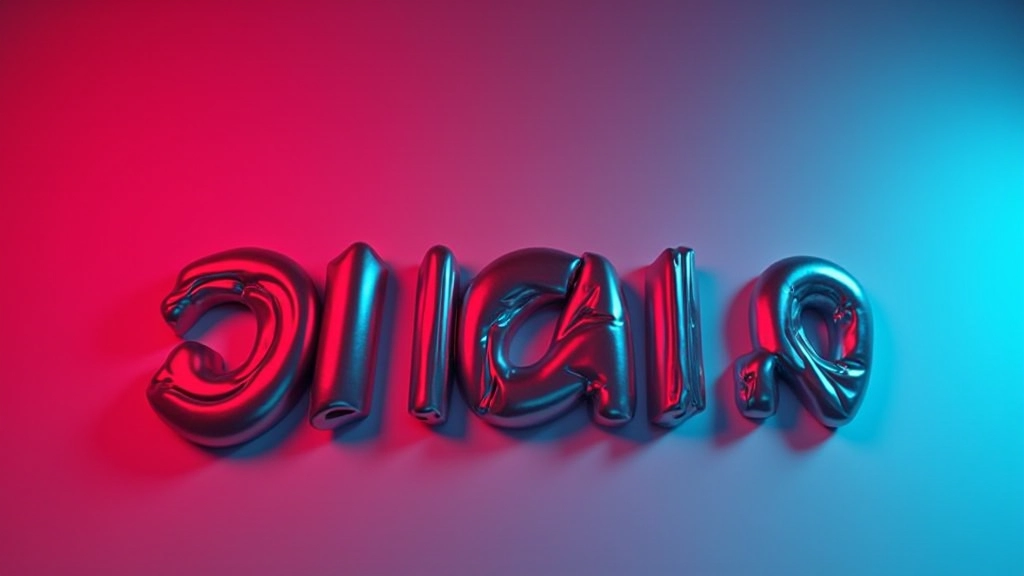 Testo 3D renderizzato con effetti di luce e ombra